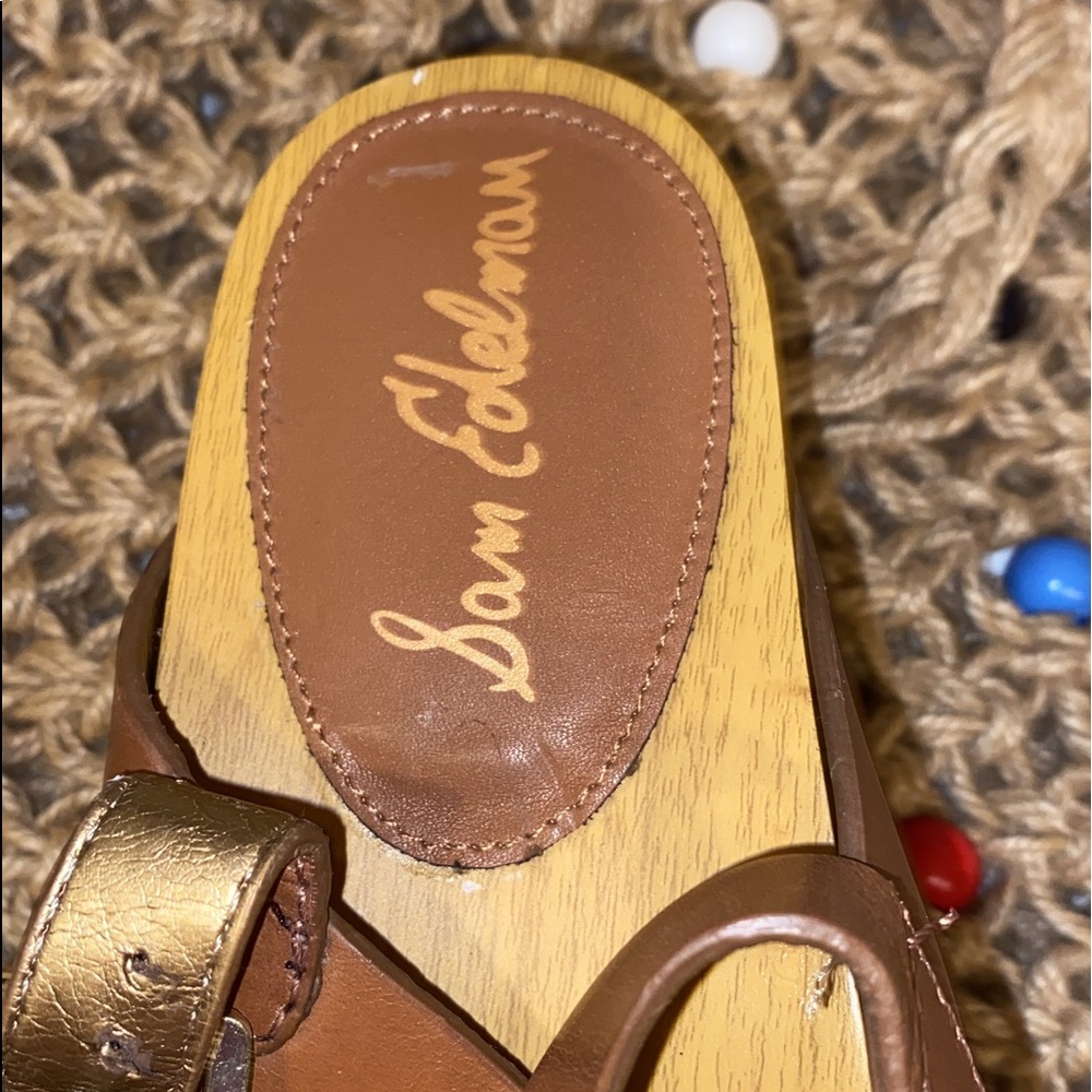 Sam Edelman Bentlee Wood Effect Flatform Heeled Sandals - Picture 12 of 12